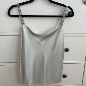 Cami NYC silk top. Silver , size- XS;